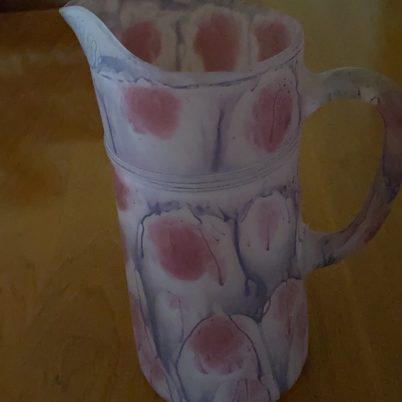 VINTAGE 1970’s Frosted Art Glass Pitcher & 3 Glasses - Picture 6 of 11